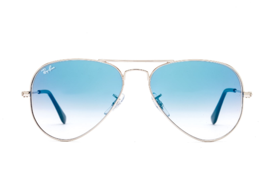 RAYBAN ORB 3025 003/3F SILVER FRAME CLEAR GRADIENT BLUE LENSES